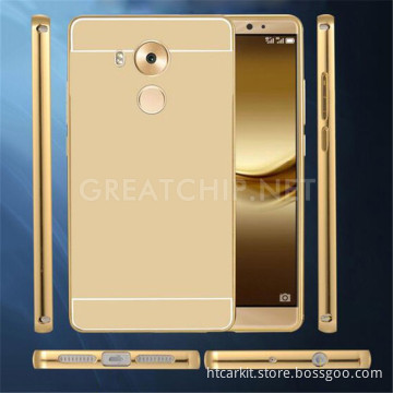 2016 Luxury Metal Aluminium Bumper with Electroplating mirror back phone case for huawei mate 8